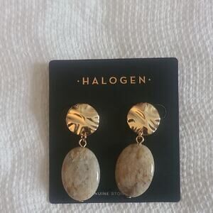 Gold Natural Tan Stone Earrings ~ NEW